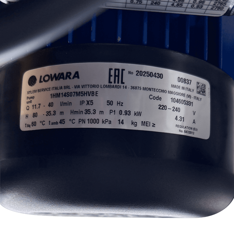 Система зворотного осмосу 250 л/год FLRO4-1ST, PRO 3300, Lowara 1HM14, Фарбована, Корпус 4040 скловолокно, Колба 10BB синя