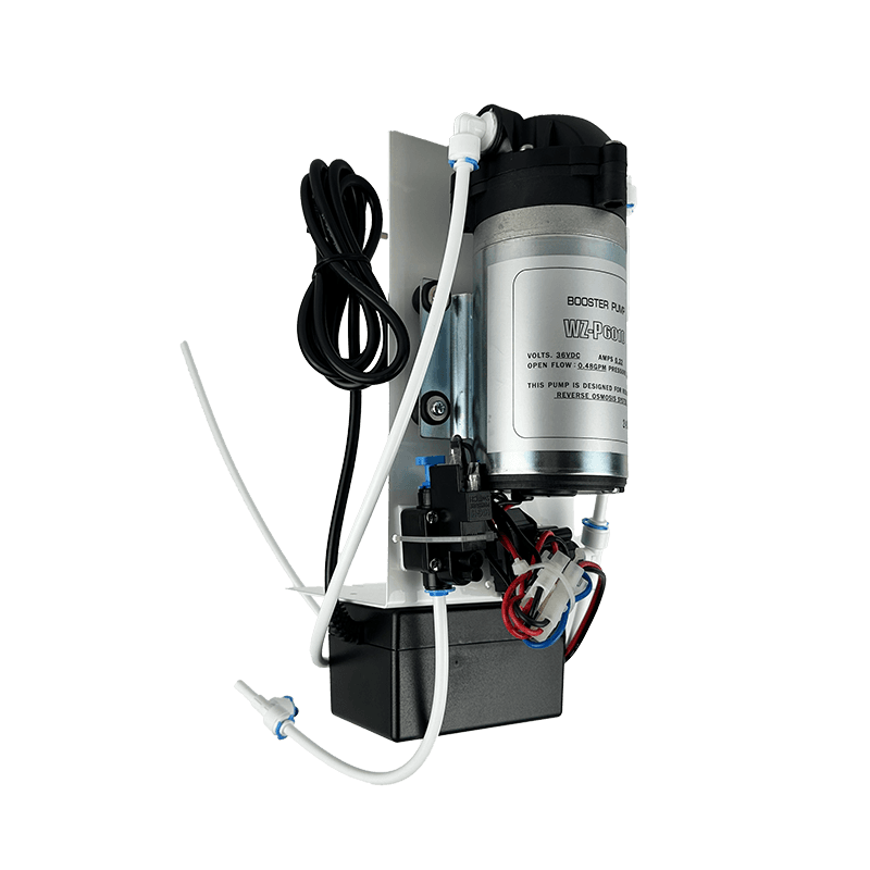 Помпа до зворотного осмосу Organic 100 GPD P6010 на кронштейні з датчиками